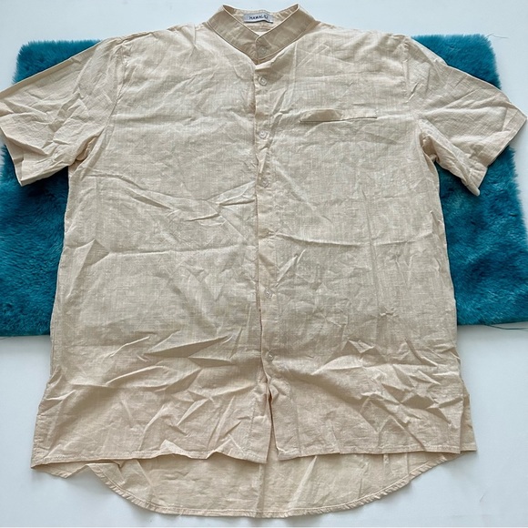 Men’s Short Sleeve Mandarin Collar Shirt Size L - Picture 5 of 11
